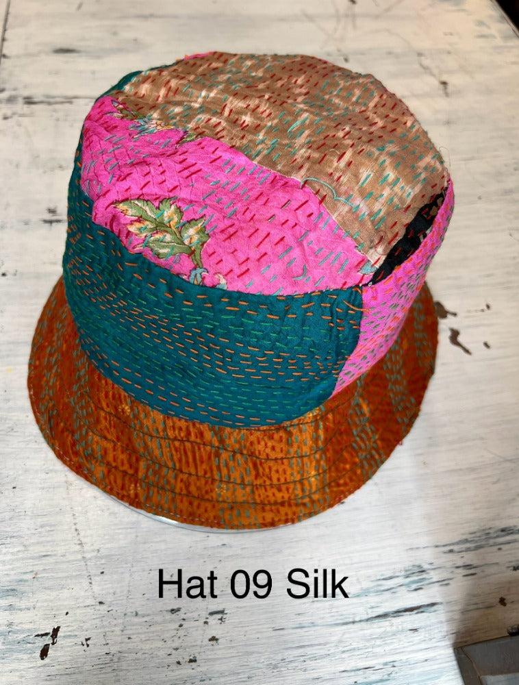 Reversible Silk/Cotton Kantha Bucket Hat by Robin