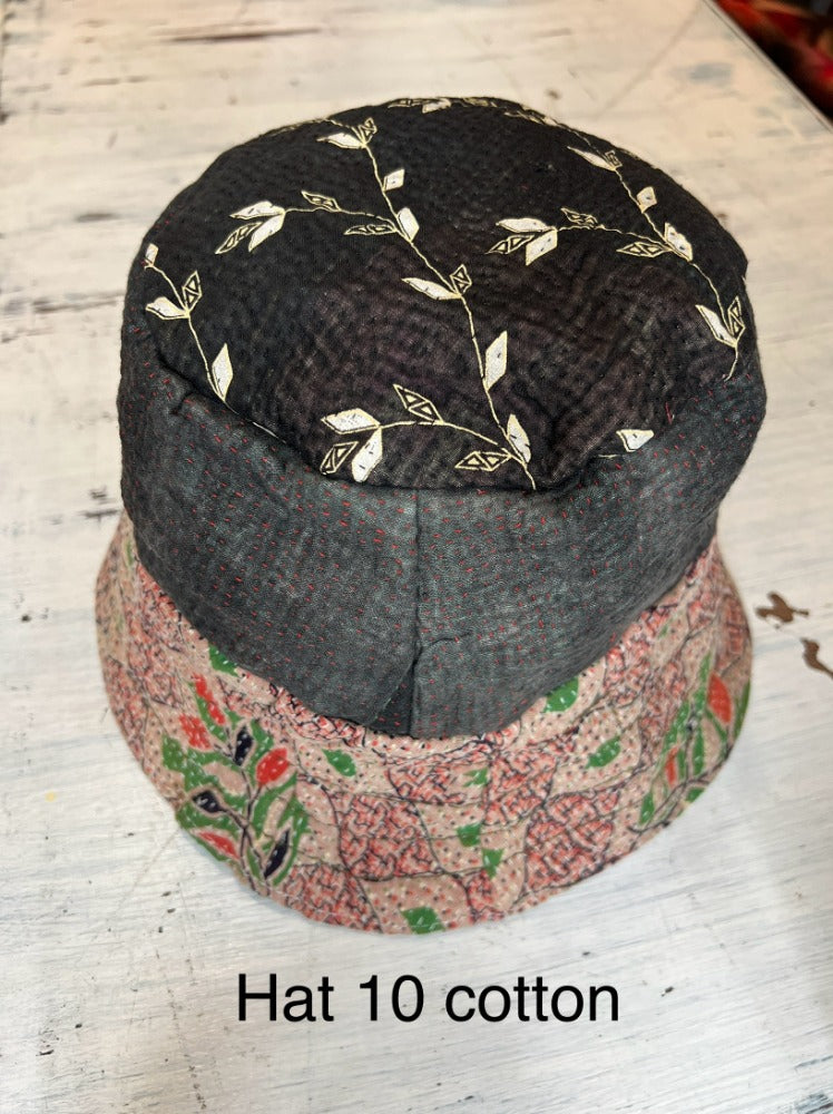 Reversible Silk/Cotton Kantha Bucket Hat by Robin