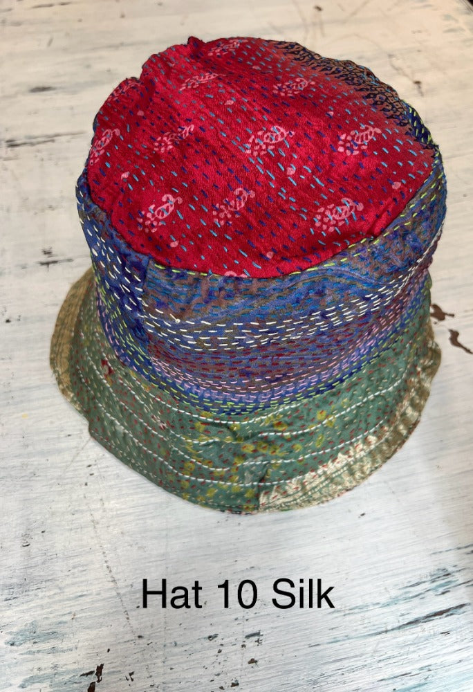 Reversible Silk/Cotton Kantha Bucket Hat by Robin