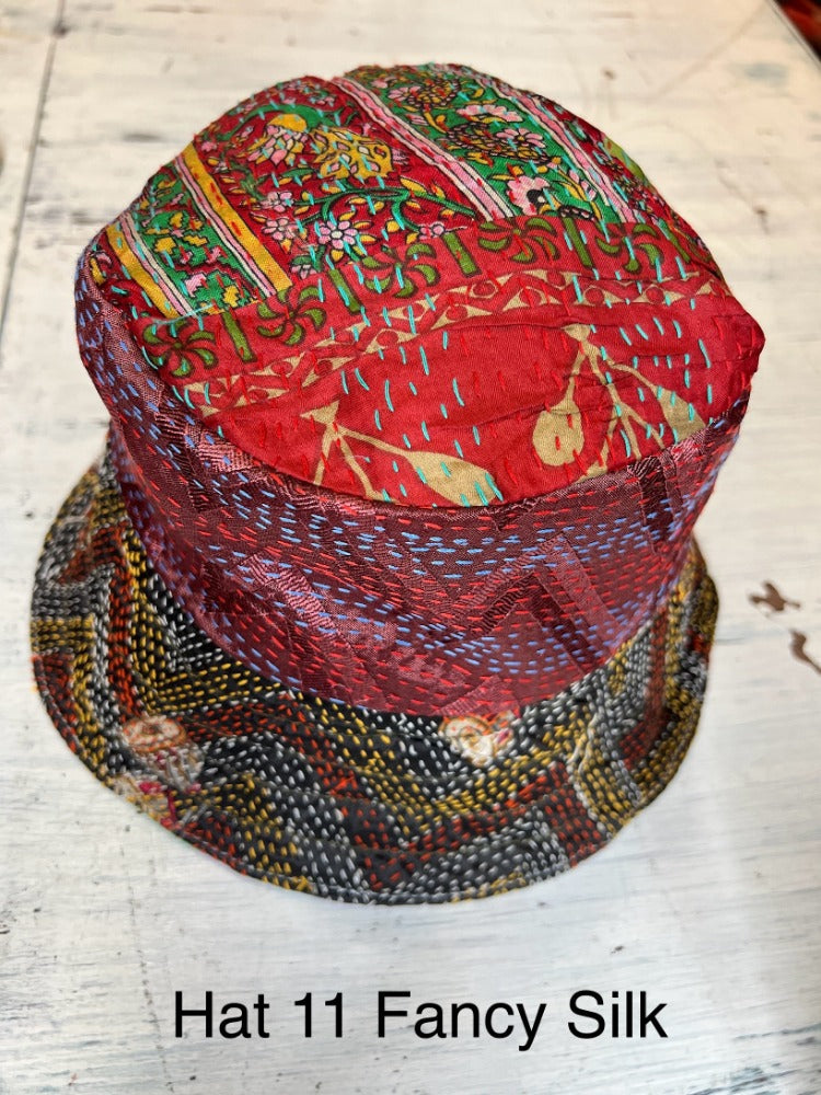 Reversible Silk/Cotton Kantha Bucket Hat by Robin