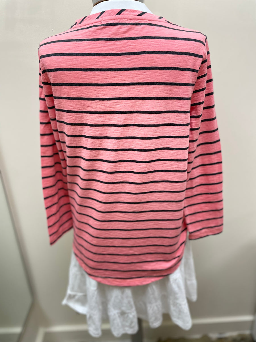 Cotton Slub High Lo 3/4 Sleeve Stripe 23004 - Robin Boutique-Boutique 