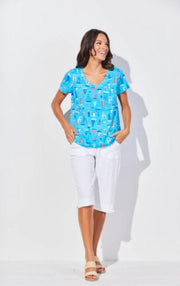 Escape Short Sleeve V-Neck Cotton Tee 10000 - Robin Boutique-Boutique 