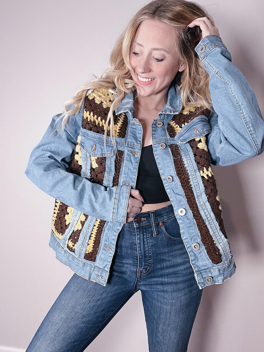Crochet Denim Jacket by the Morgan Factory - Robin Boutique-Boutique 