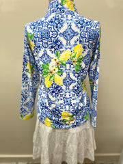 Kenny Dana Mock Neck Long Sleeve top in lisbon lemons print 62109 - Robin Boutique-Boutique 