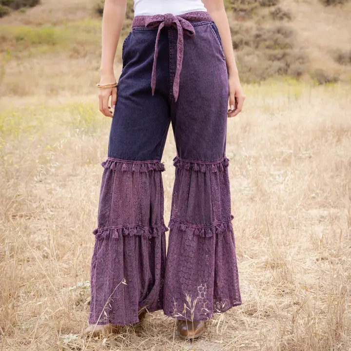Boho Mixed Media Tassel Pants by Young Threads