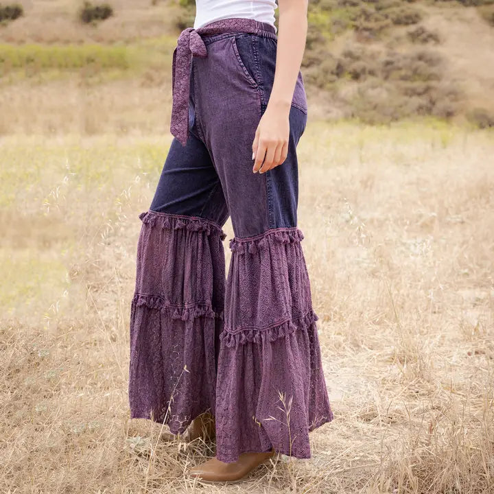 Boho Mixed Media Tassel Pants by Young Threads