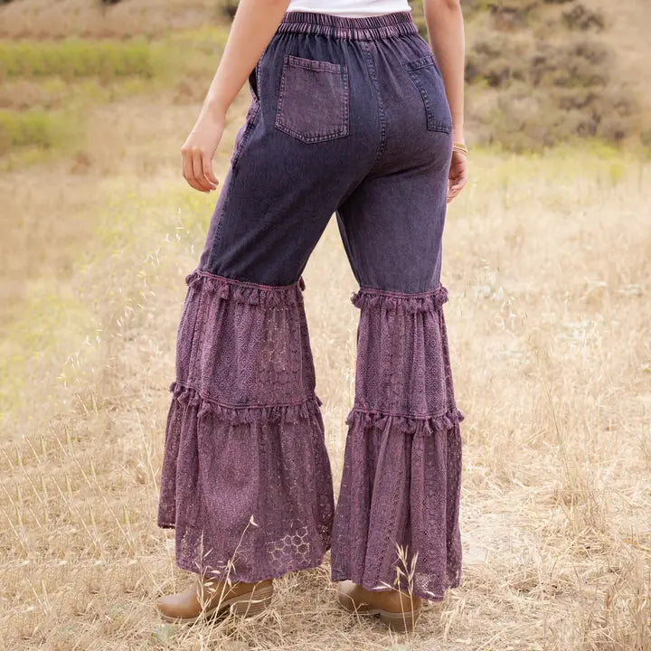 Boho Mixed Media Tassel Pants by Young Threads