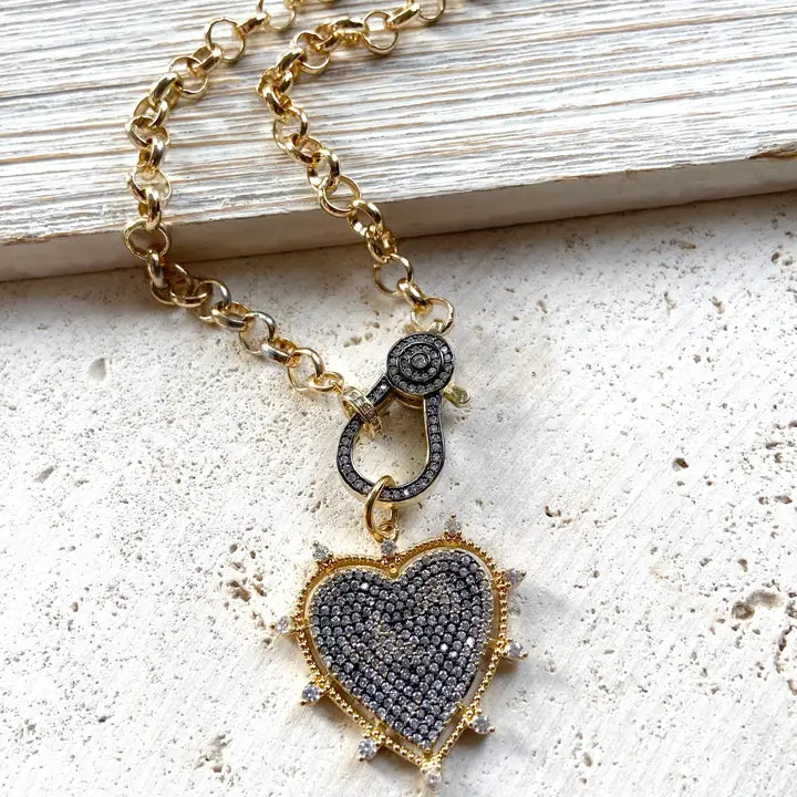 Two Tone Mixed Metal Heart Necklace