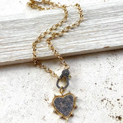 Two Tone Mixed Metal Heart Necklace