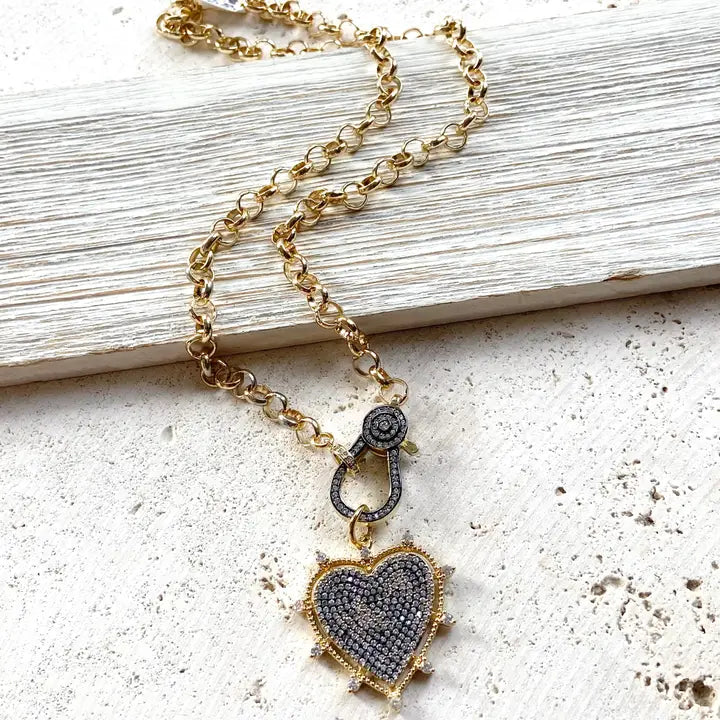 Two Tone Mixed Metal Heart Necklace