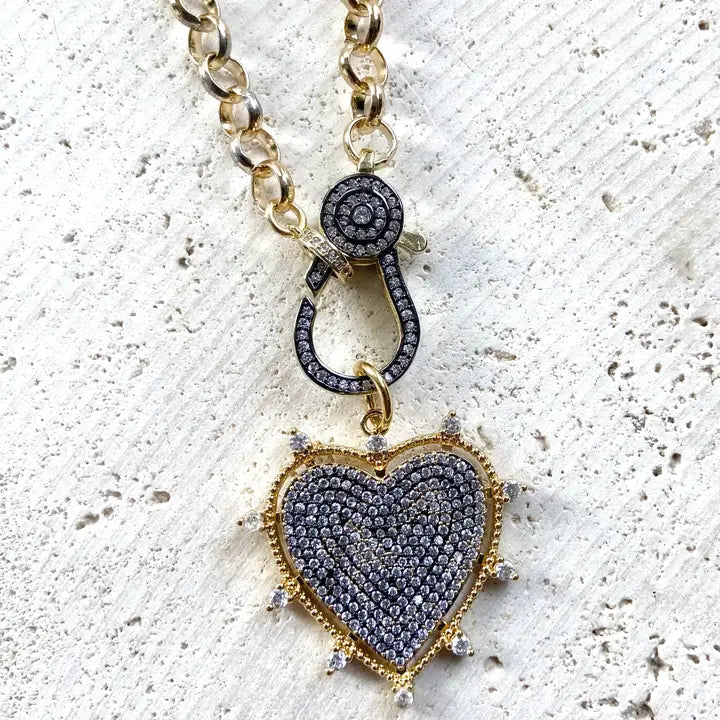 Two Tone Mixed Metal Heart Necklace