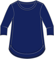 Solid Cotton Slub 3/4 Sleeve High-Low Tee by Escape