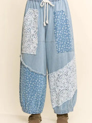 Printed Flowers Patchwork Pants by Davi & Dani