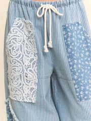 Printed Flowers Patchwork Pants by Davi & Dani