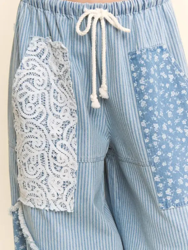 Printed Flowers Patchwork Pants by Davi & Dani