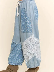 Printed Flowers Patchwork Pants by Davi & Dani