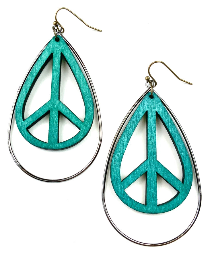Peace Sign Teardrop Earrings