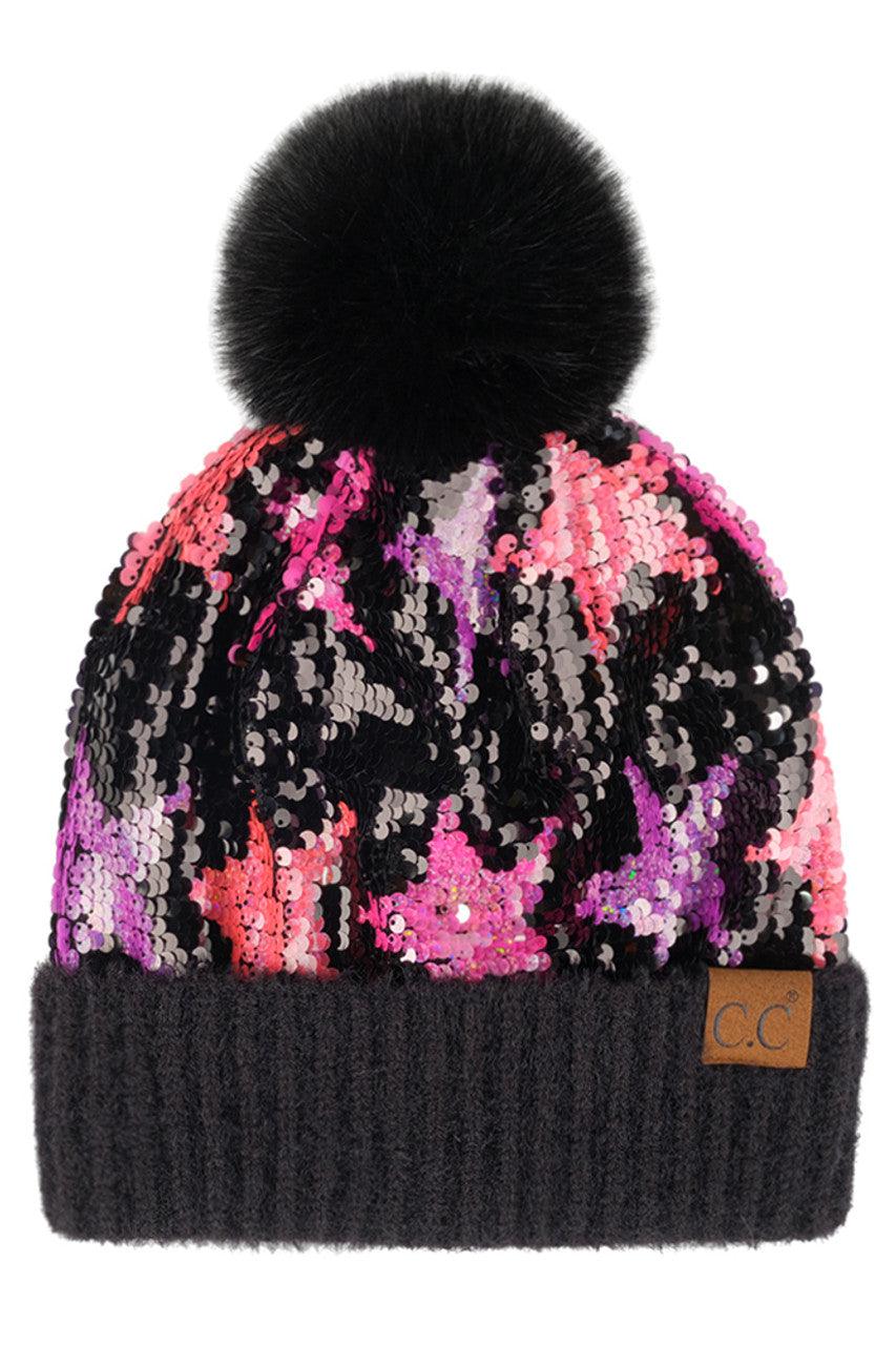 Sequin Starry Night Pom Beanie 0017 - Robin Boutique-Boutique 