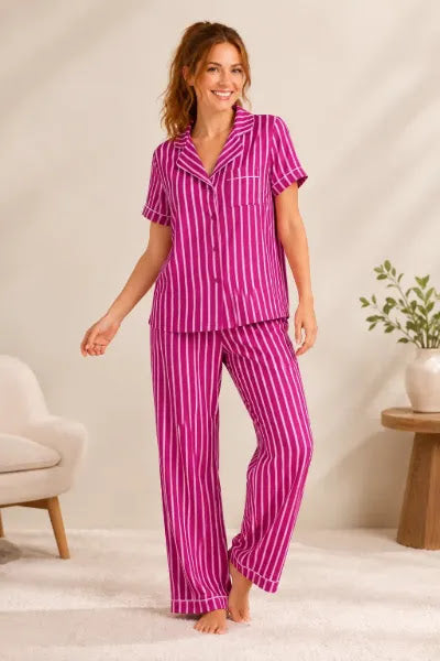 Yummy Stripe Top and Pull on Pajama Pant Set