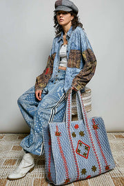 Embroidered Geometric Tote by POL