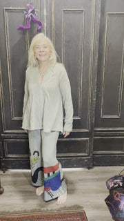 Palazzo Sweater Pant in Happy Place Print by Inoah