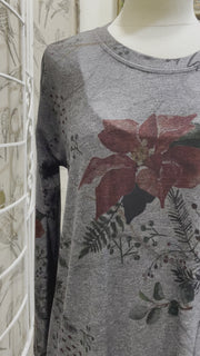 Sharkbite Hem Sweater in Falalala Print by Inoah