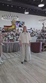 Black Stripe Linen-Cotton Wide Leg Pant by Cotiera CP6026 Robin Boutique