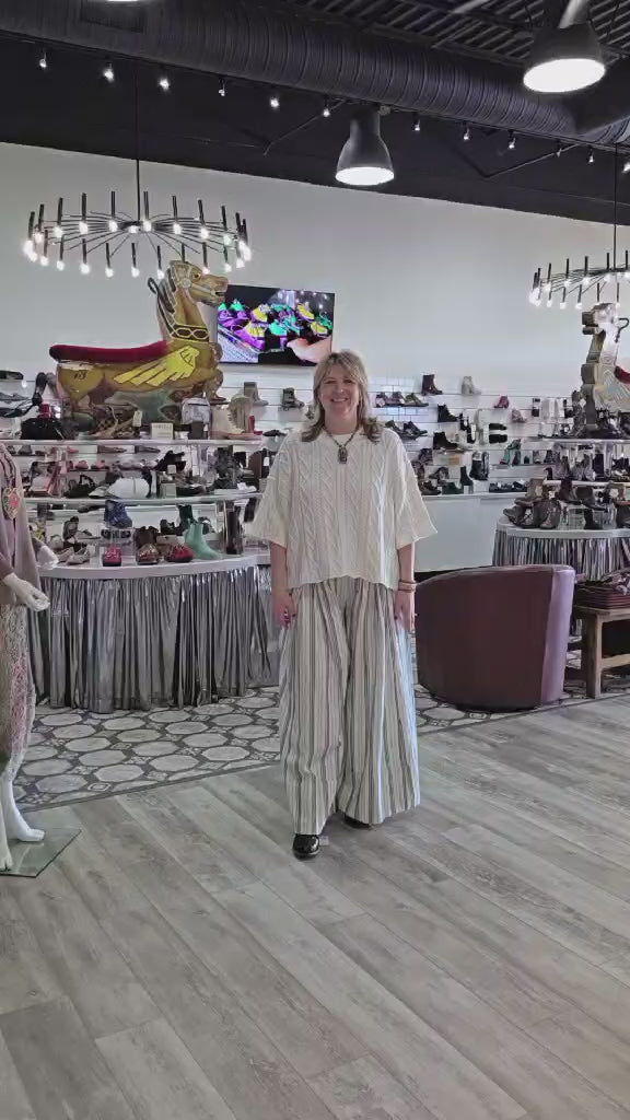 Black Stripe Linen-Cotton Wide Leg Pant by Cotiera CP6026 Robin Boutique