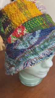 Reversible Silk/Cotton Kantha Bucket Hat by Robin