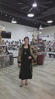 Beaded Silk Burnout Velvet Long Kimono by Aris A