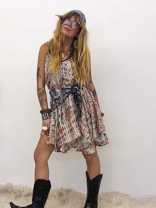 Rasgulla Sari Moonchild Mini Dress #007 by Kantha Bae