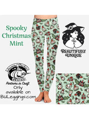 Spooky Christmas Mint Leggings - Robin Boutique-Boutique 