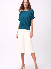 Pleated Short Sleeve Dual Fold Top by EllyNDale