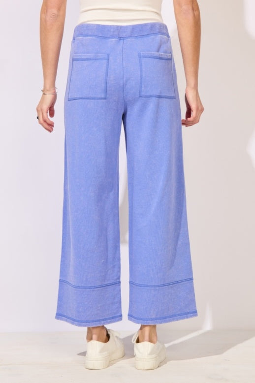 Color Washed Terry Cropped Wide Leg