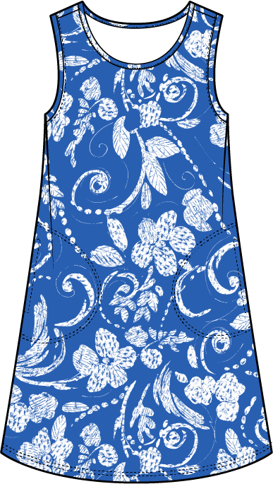 Additional view of Vintage Scroll Easy Tank Dress by Escape from Robin Boutique.