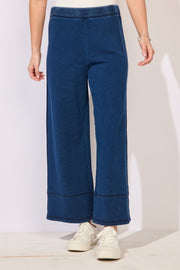 Color Washed Terry Cropped Wide Leg