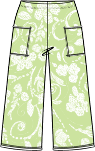 Vintage Scroll Cotton Slub Pocket Flood Pant by Escape