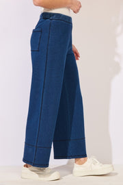 Color Washed Terry Cropped Wide Leg
