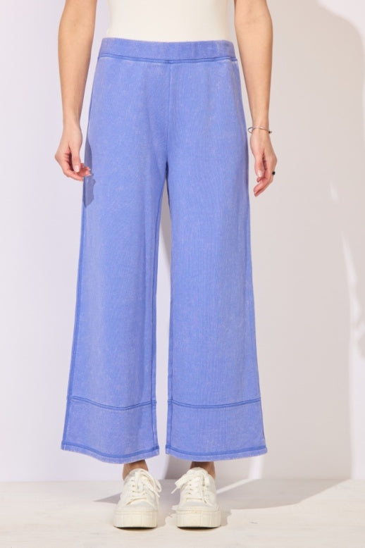 Color Washed Terry Cropped Wide Leg