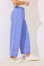 Color Washed Terry Cropped Wide Leg