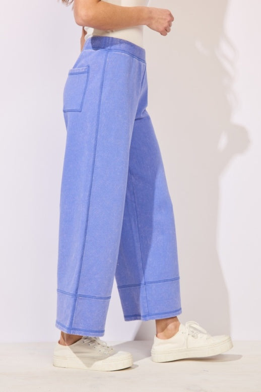 Color Washed Terry Cropped Wide Leg