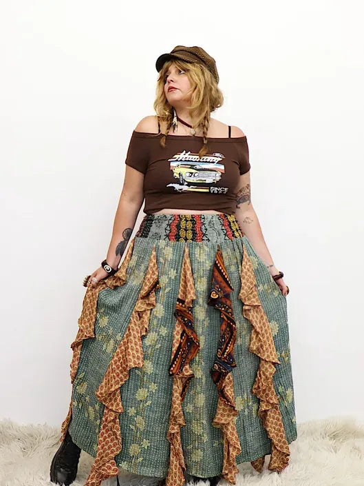 Pareo Kantha Willow Maxi Skirt #173 by Kantha Bae