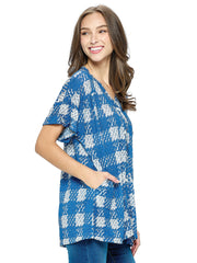 Plaid Printed Short Sleeve Blouse