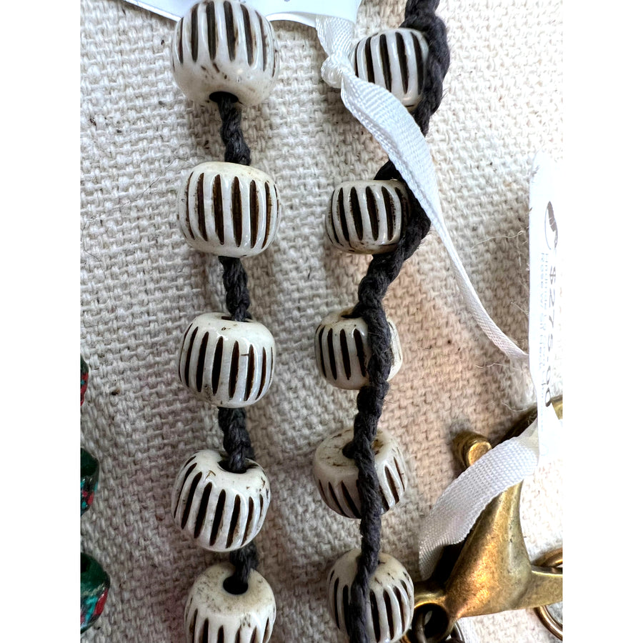 Handmade carved owl with silver beads necklace chain - Robin Boutique-Boutique 