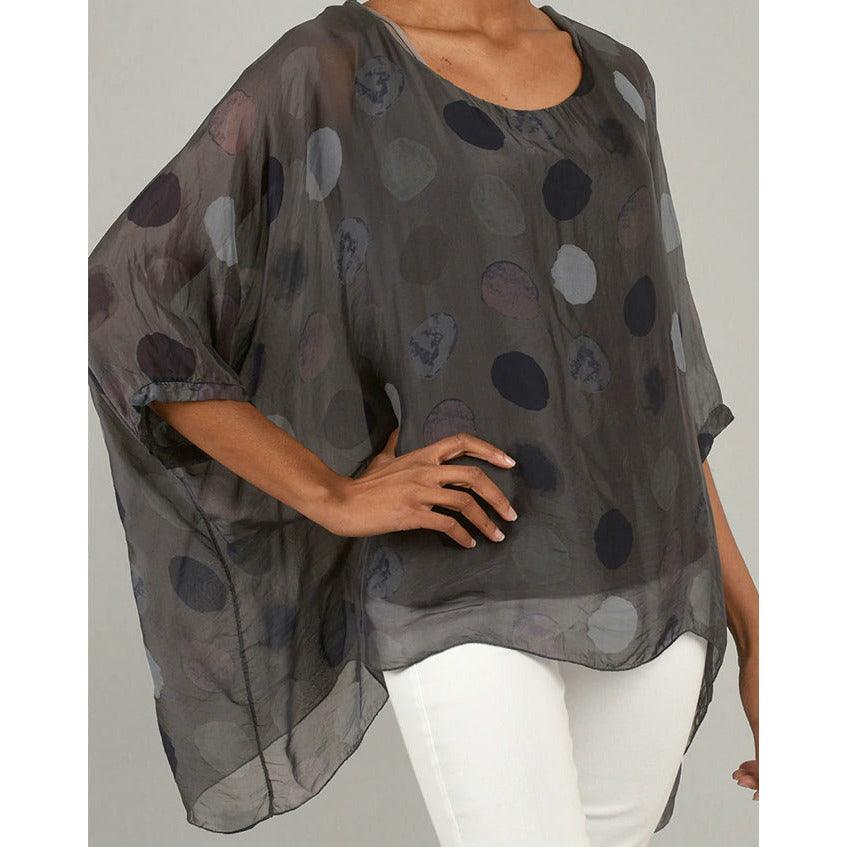 Italian Dotted Top with Frayed Solid Layers - Robin Boutique-Boutique 