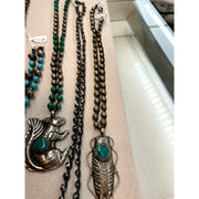 Large Silver Cicade with Turquoise Center necklace - Robin Boutique-Boutique 