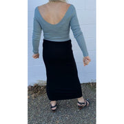Wide front and back v-neck cropped sleeve knit top - Robin Boutique-Boutique    &.  Reloved Fabrics