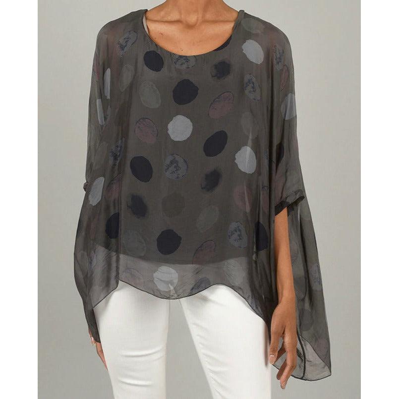 Italian Dotted Top with Frayed Solid Layers - Robin Boutique-Boutique 