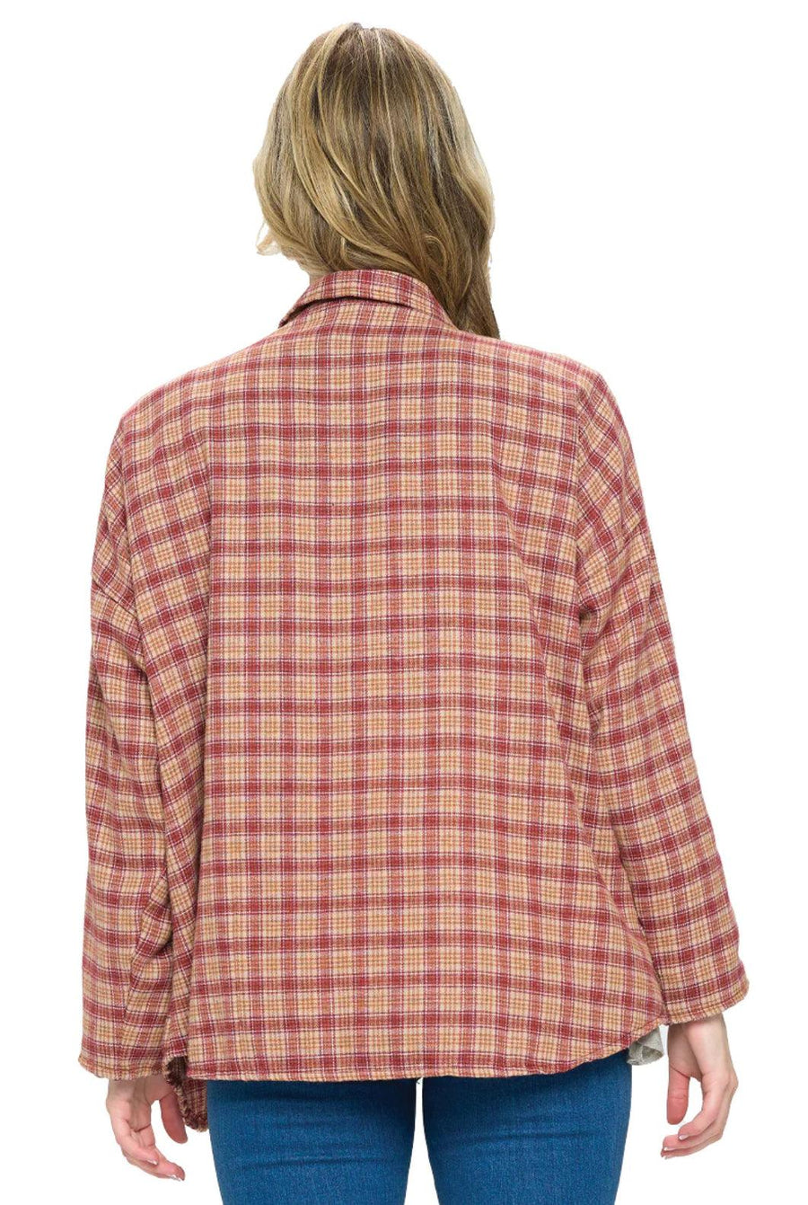 Yak Yeti Plaid button up plaid blouse in organis soft fabrics - Robin Boutique-Boutique 