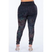 Extended Size High Waist Full Length Leggings in Abstract Floral - Robin Boutique-Boutique 